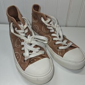 Casual Brown High-Top Sneakers with White Laces
